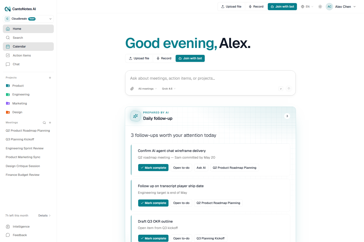 In the product: Small company, meetings still organized