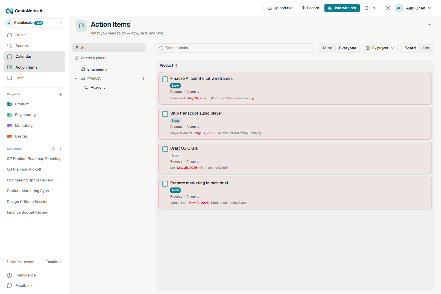 In the product: On-stage promises become todos