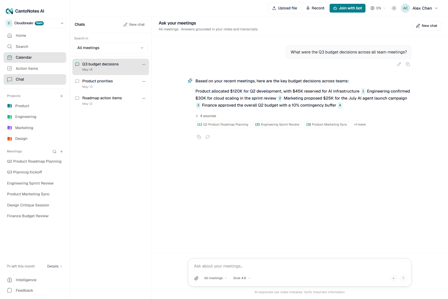 In the product: Before renewal: “What did we promise last month?”